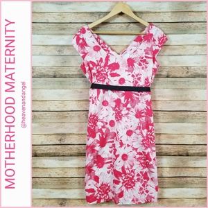 Motherhood Maternity Floral Printed Dress - Pink & White